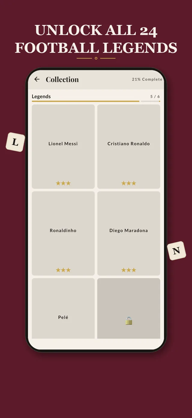 Collection of unlocked football legends